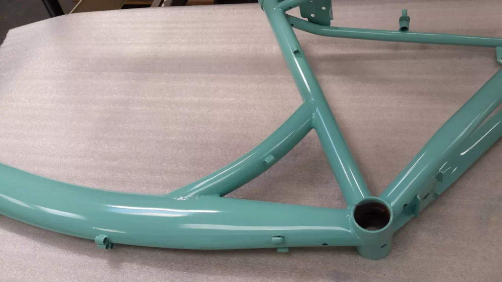 thermolaquage vélo coloris turquoise RAL 5018