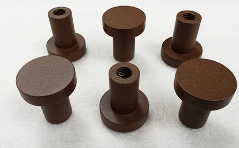 boutons poignées de tiroir thermolaquée coloris MARS, aspect rouille sablé